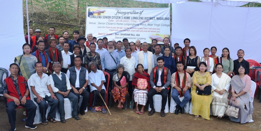 DC, Longleng Dharam Raj, IAS, members of Good Samaritan Women Society and others during the inauguration of Senior Citizen’s Home at Longleng on August 24. (DIPR Photo)